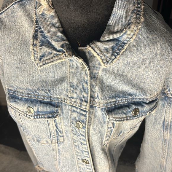 Zara Light Blue Denim Wash Jacket Size M-L - Picture 3 of 7
